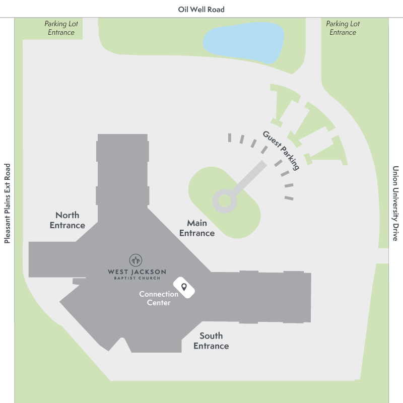 You can find the Connection center by walking straight to the main entrance from guest parking, then turning left in the main foyer.